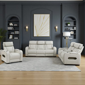 Luminate 3-Piece Faux Leather Living Room Sofa Set