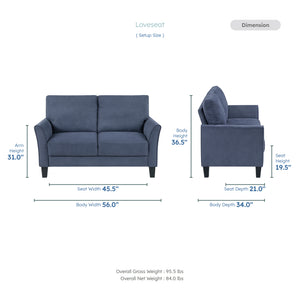 Felix Textured Fabric Living Room Loveseat