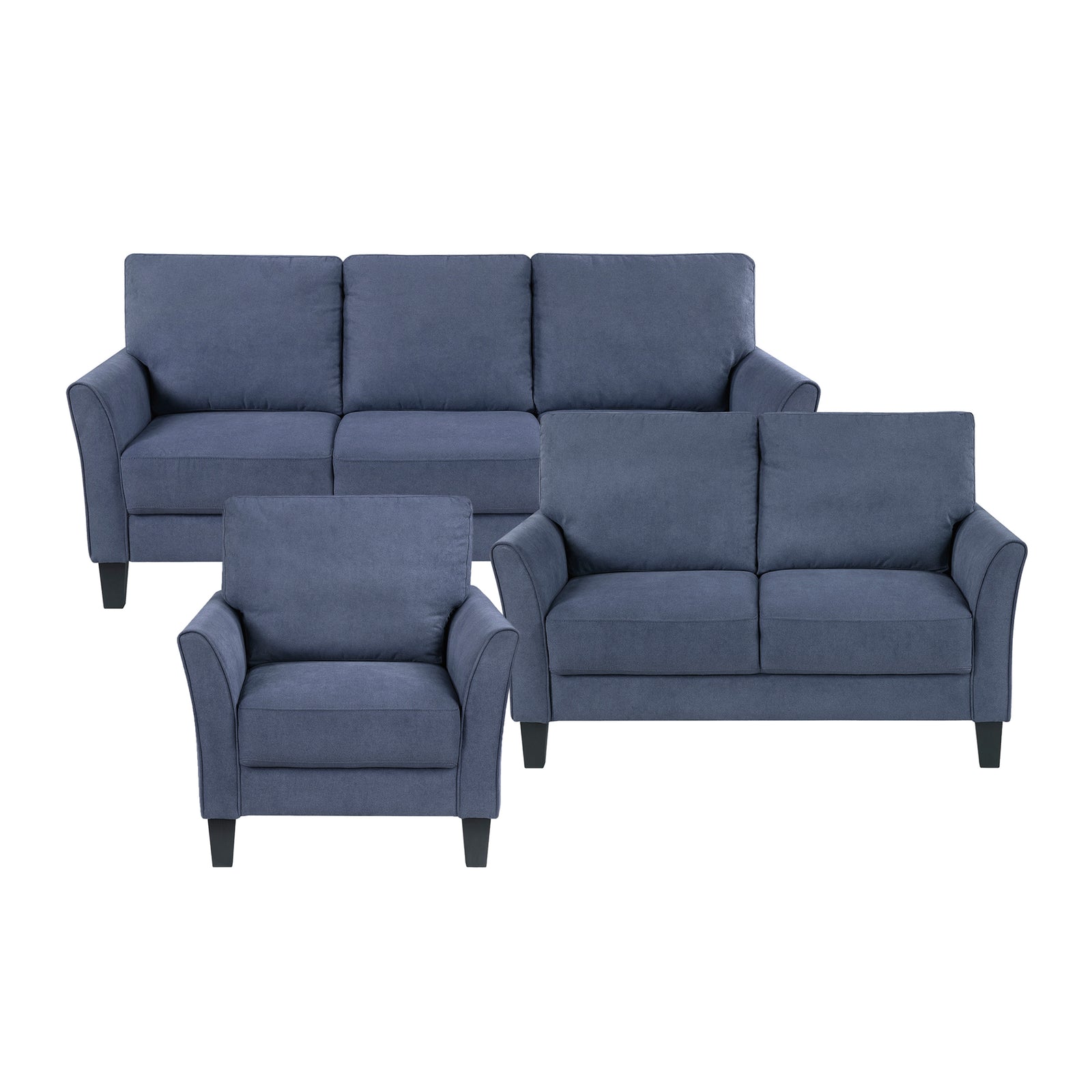 Felix 3-Piece Textured Fabric Living Room Sofa Set