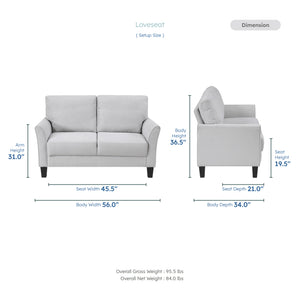 Felix 2-Piece Textured Fabric Living Room Sofa Set