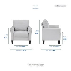 Felix 3-Piece Textured Fabric Living Room Sofa Set