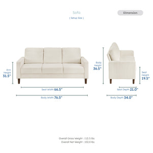 Caspian 2-Piece Corduroy Fabric Living Room Sofa Set