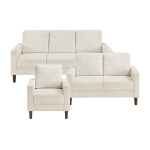 Caspian 3-Piece Corduroy Fabric Living Room Sofa Set