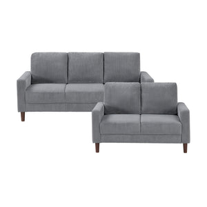 Caspian 2-Piece Corduroy Fabric Living Room Sofa Set