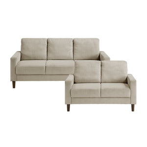 Caspian 2-Piece Corduroy Fabric Living Room Sofa Set