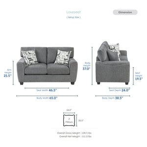 Windsor Chenille Fabric Living Room Loveseat