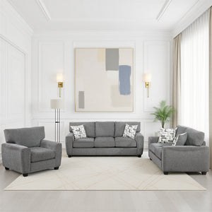 Windsor 3-Piece Chenille Fabric Living Room Sofa Set