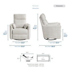 Abbeville Textured Microfiber Swivel Glider Reclining Chair