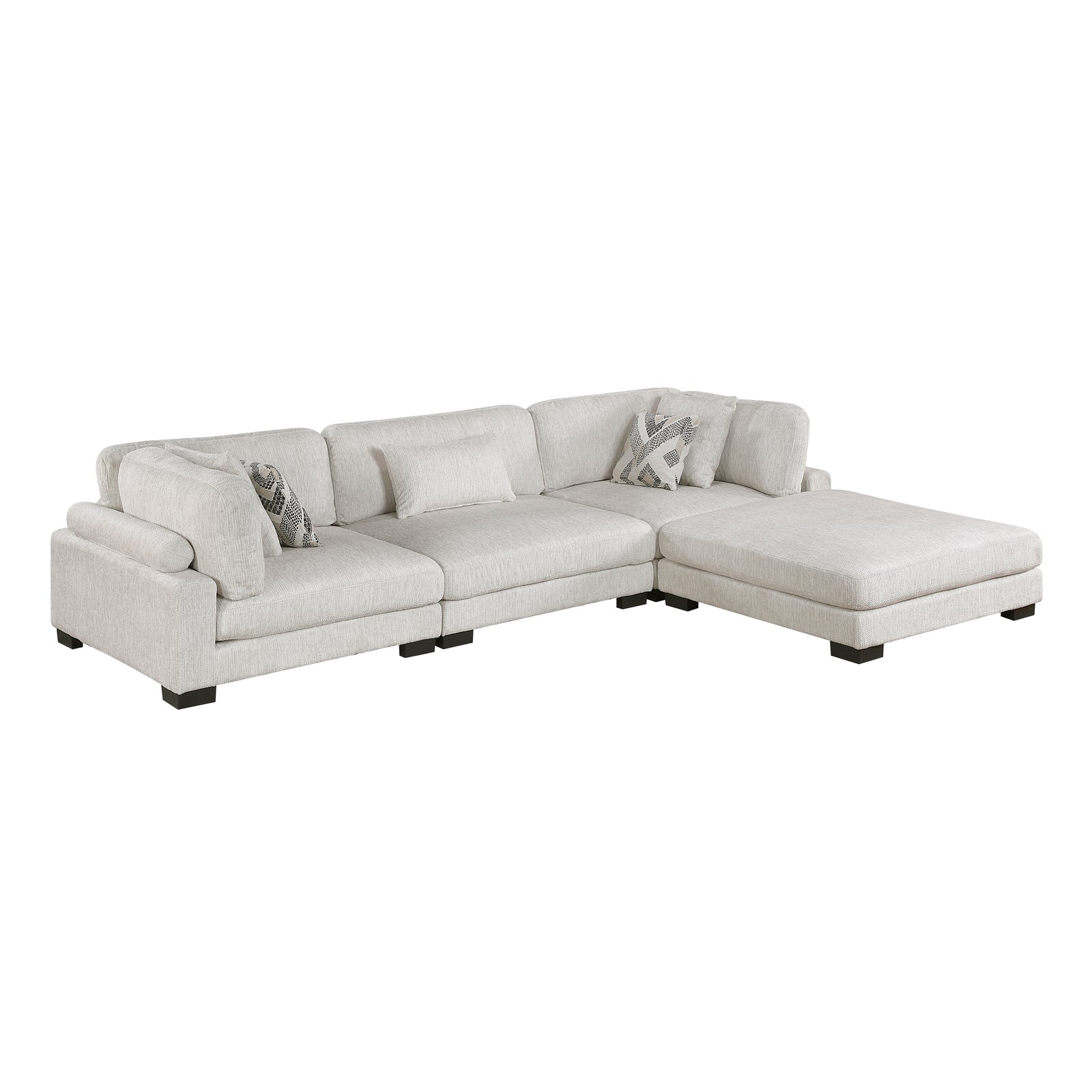 Abbeville 4-Piece Microfiber Modular Sectional Sofa with Ottoman