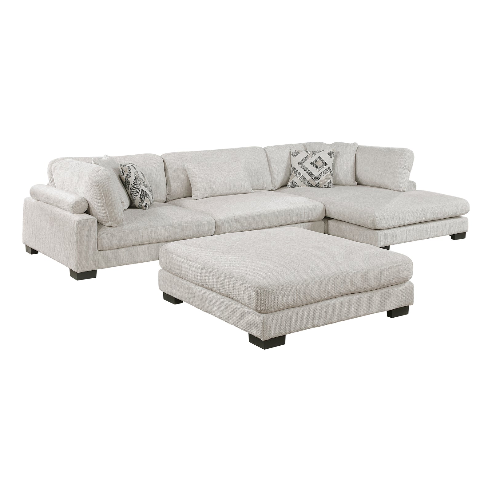 Abbeville 4-Piece Microfiber Modular Sectional Sofa with Chaise and Ottoman