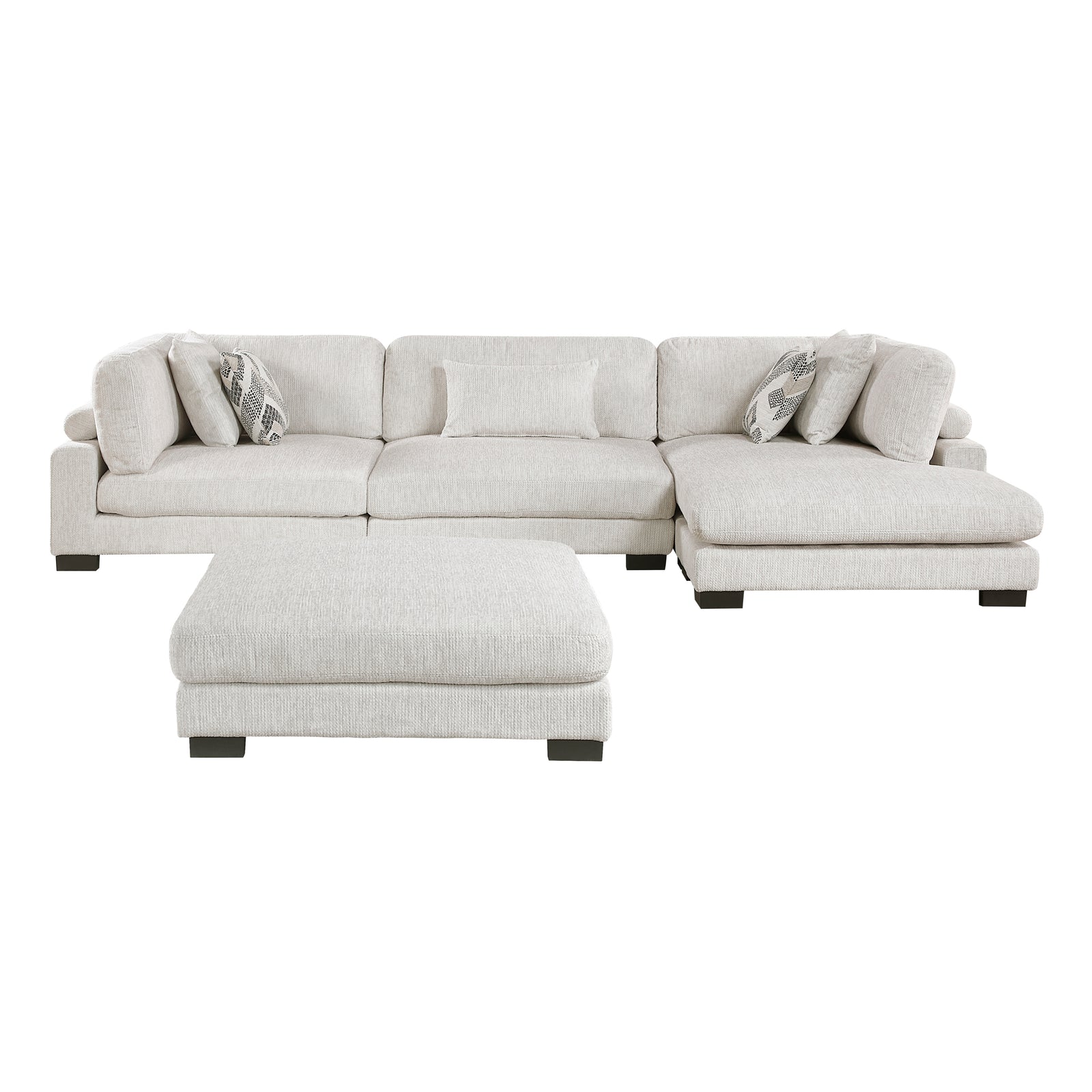 Abbeville 4-Piece Microfiber Modular Sectional Sofa with Chaise and Ottoman