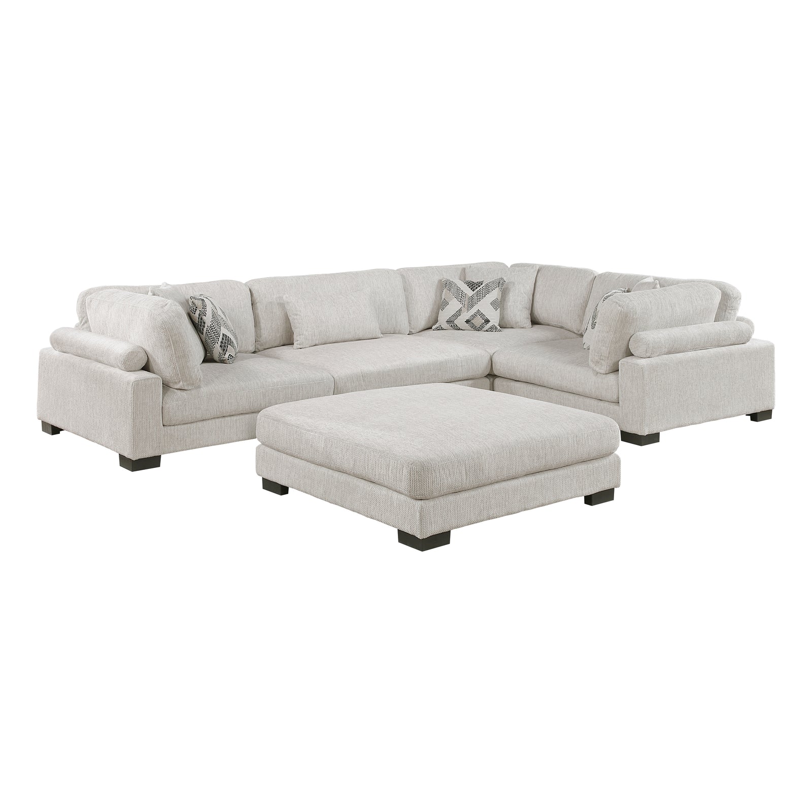 Abbeville 5-Piece Microfiber Modular Sectional Sofa with Ottoman