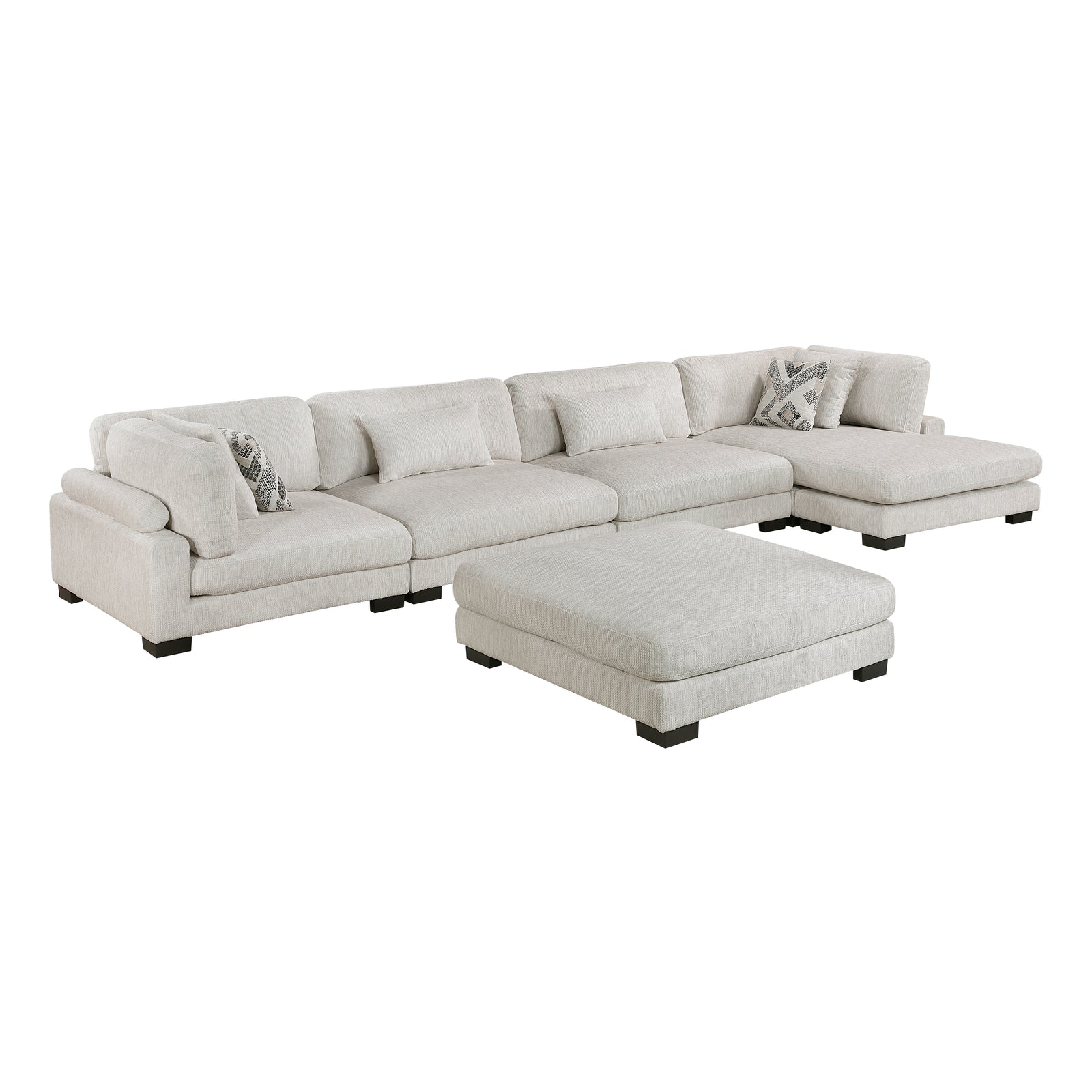 Abbeville 5-Piece Microfiber Modular Sectional Sofa with Chaise and Ottoman