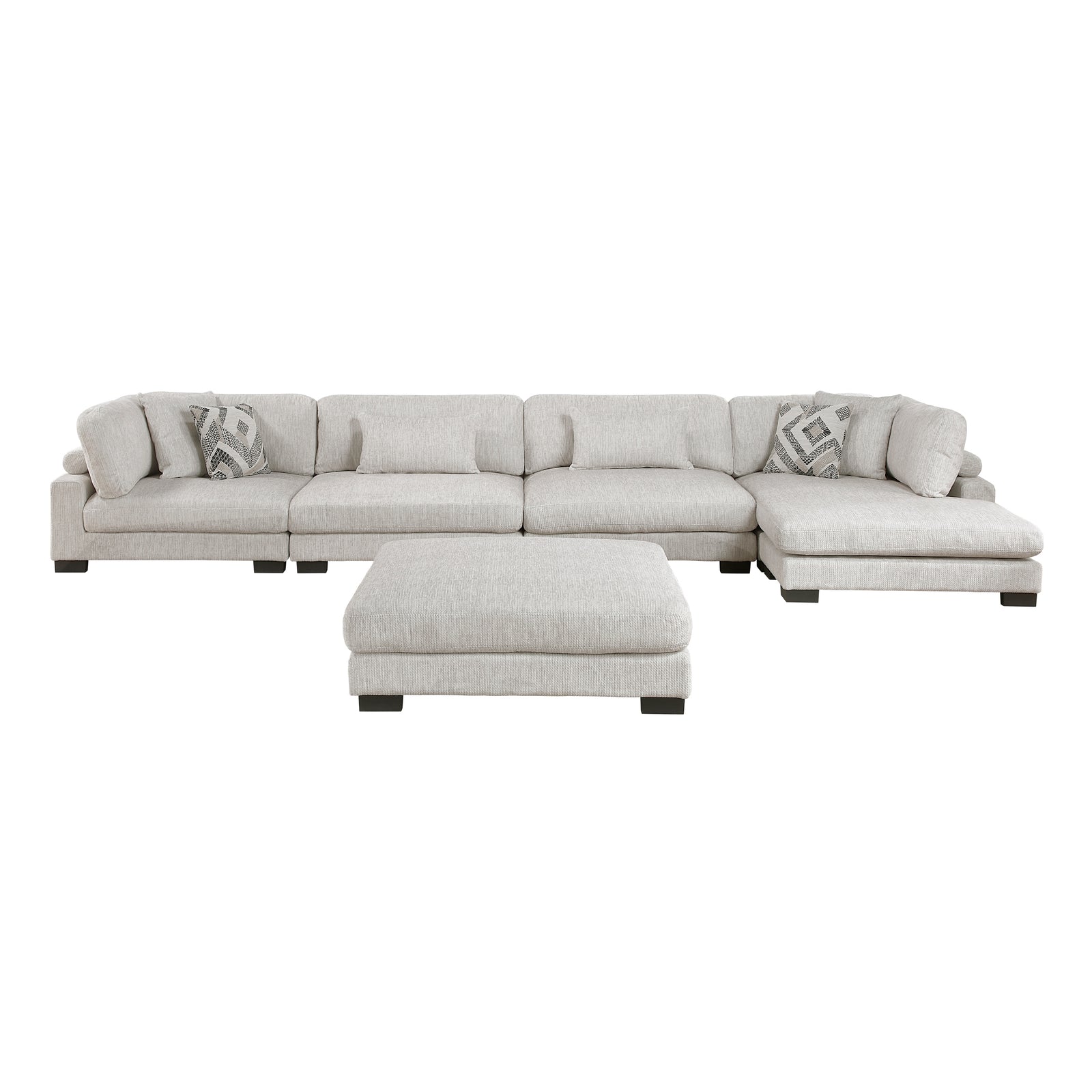 Abbeville 5-Piece Microfiber Modular Sectional Sofa with Chaise and Ottoman
