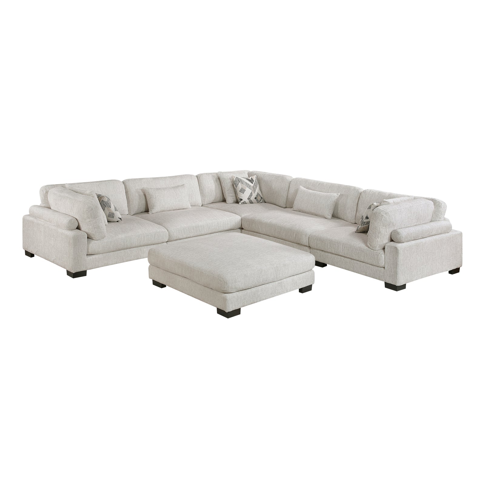 Abbeville 6-Piece Microfiber Modular Sectional Sofa with Ottoman (B)