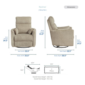 Abbeville Textured Microfiber Swivel Glider Reclining Chair