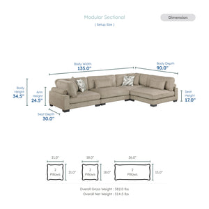 Abbeville  4-Piece Textured Microfiber Modular Sectional