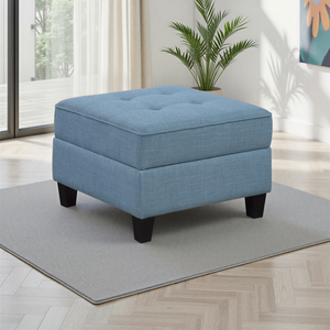 Dorian Textured Fabric Ottoman with Storage