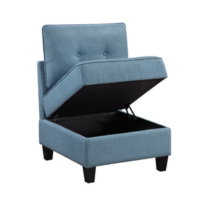 Dorian Textured Fabric Armless Chair with Storage