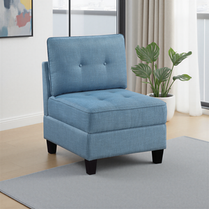Dorian Textured Fabric Armless Chair with Storage