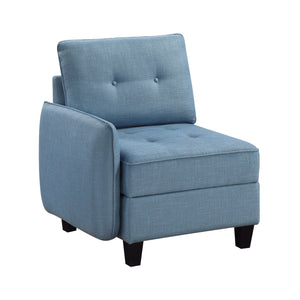 Dorian Textured Fabric Reversible Chair with One Arm and Storage