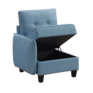 Dorian Textured Fabric Reversible Chair with One Arm and Storage