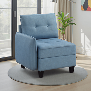 Dorian Textured Fabric Reversible Chair with One Arm and Storage