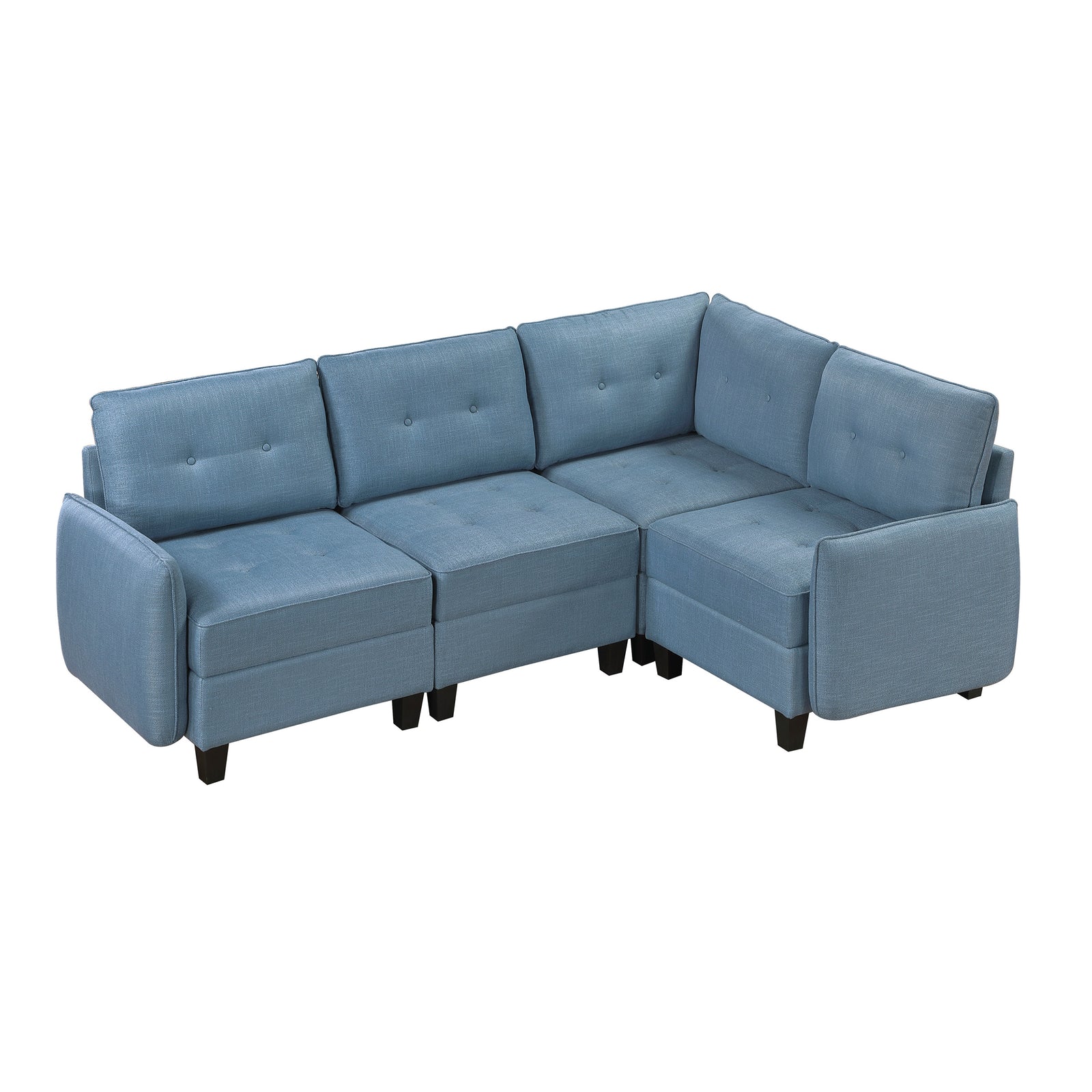 Dorian 4-Piece Textured Fabric Sectional with Storage