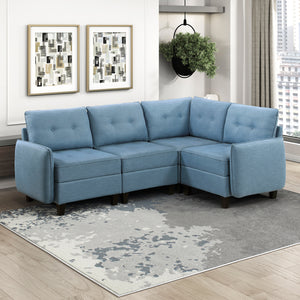 Dorian 4-Piece Textured Fabric Sectional with Storage