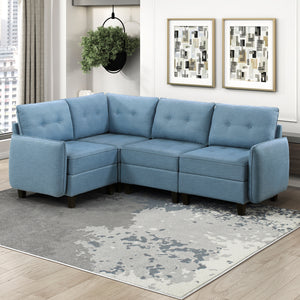Dorian 4-Piece Textured Fabric Sectional with Storage
