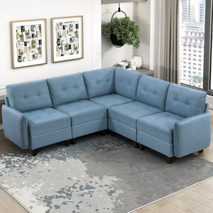 Dorian 5-Piece Textured Fabric Sectional with Storage
