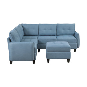 Dorian 6-Piece Textured Fabric Sectional with Storage and Ottoman