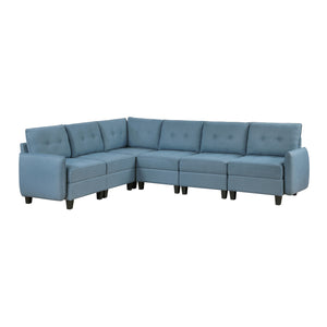 Dorian 6-Piece Textured Fabric Sectional with Storage