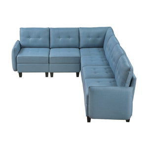 Dorian 6-Piece Textured Fabric Sectional with Storage