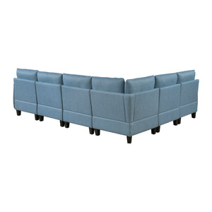Dorian 6-Piece Textured Fabric Sectional with Storage