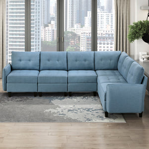 Dorian 6-Piece Textured Fabric Sectional with Storage