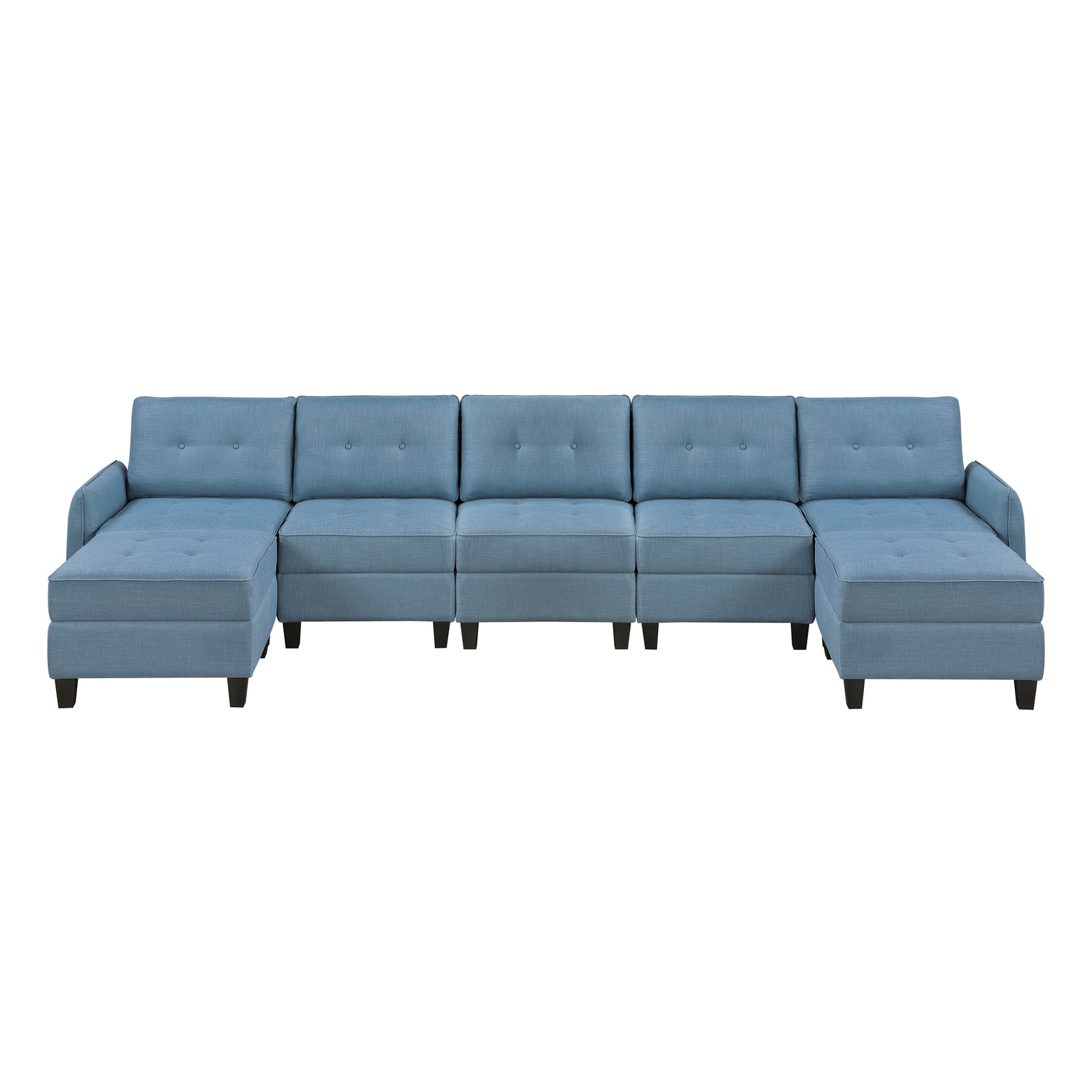 Dorian 7-Piece Textured Fabric Sectional with Storage and Two Ottomans