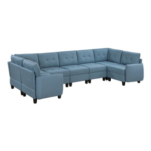Dorian 7-Piece Textured Fabric Sectional with Storage