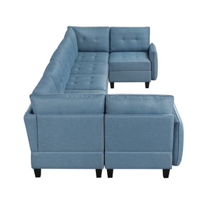 Dorian 7-Piece Textured Fabric Sectional with Storage