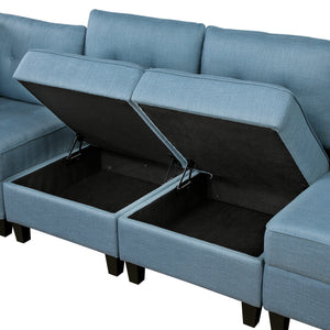 Dorian 7-Piece Textured Fabric Sectional with Storage