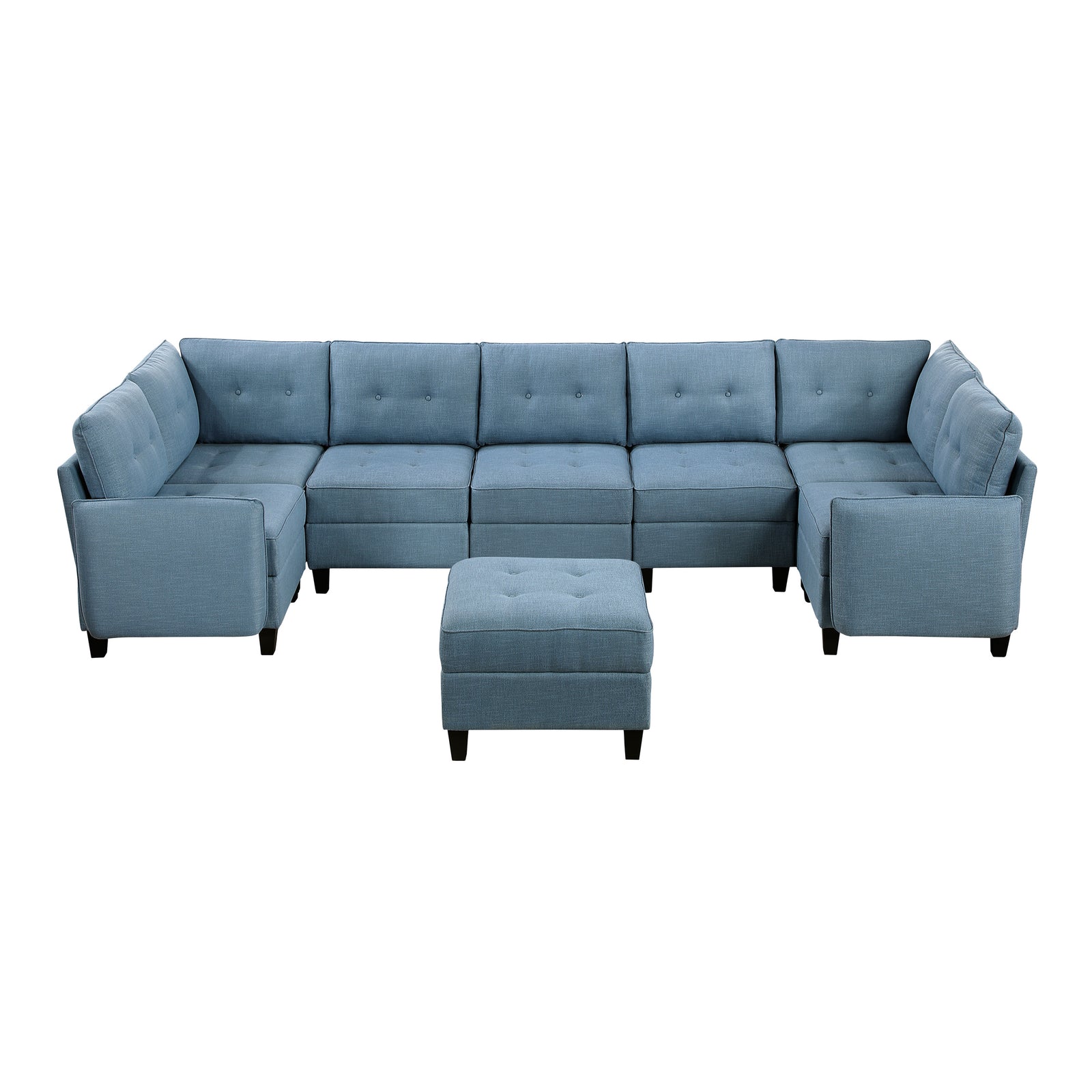 Dorian 8-Piece Textured Fabric Sectional with Storage and Ottoman