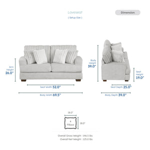 Montara 2-Piece Textured Microfiber and Corduroy Living Room Sofa Set