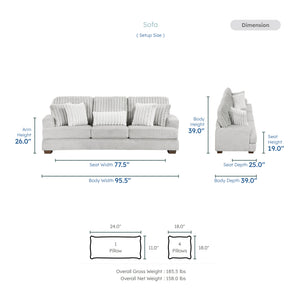 Montara 2-Piece Textured Microfiber and Corduroy Living Room Sofa Set