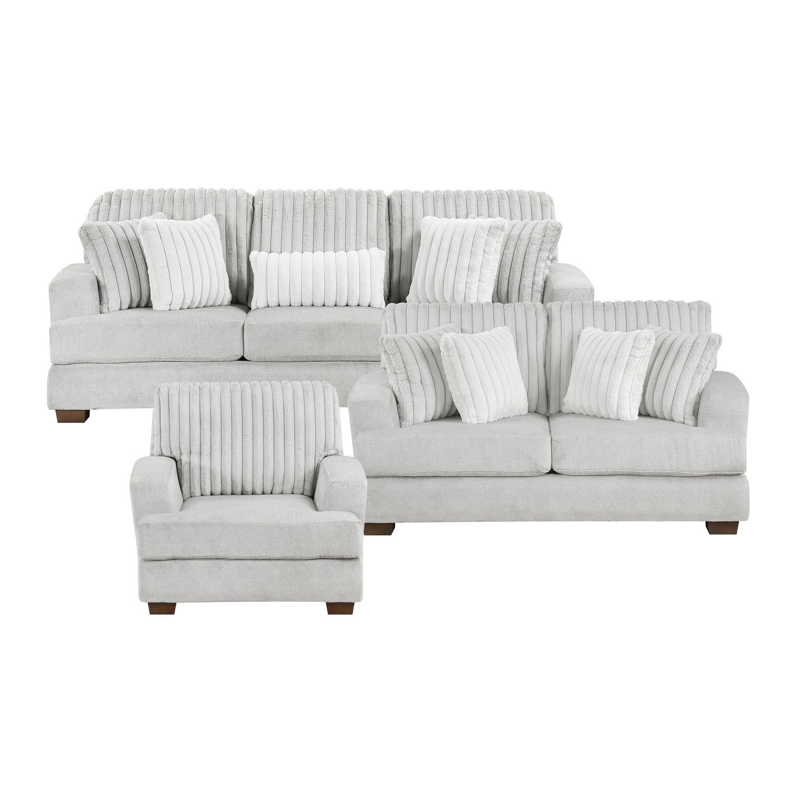 Montara 3-Piece Textured Microfiber and Corduroy Living Room Sofa Set