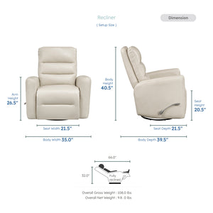 Preston Faux Leather Swivel Glider Reclining Chair