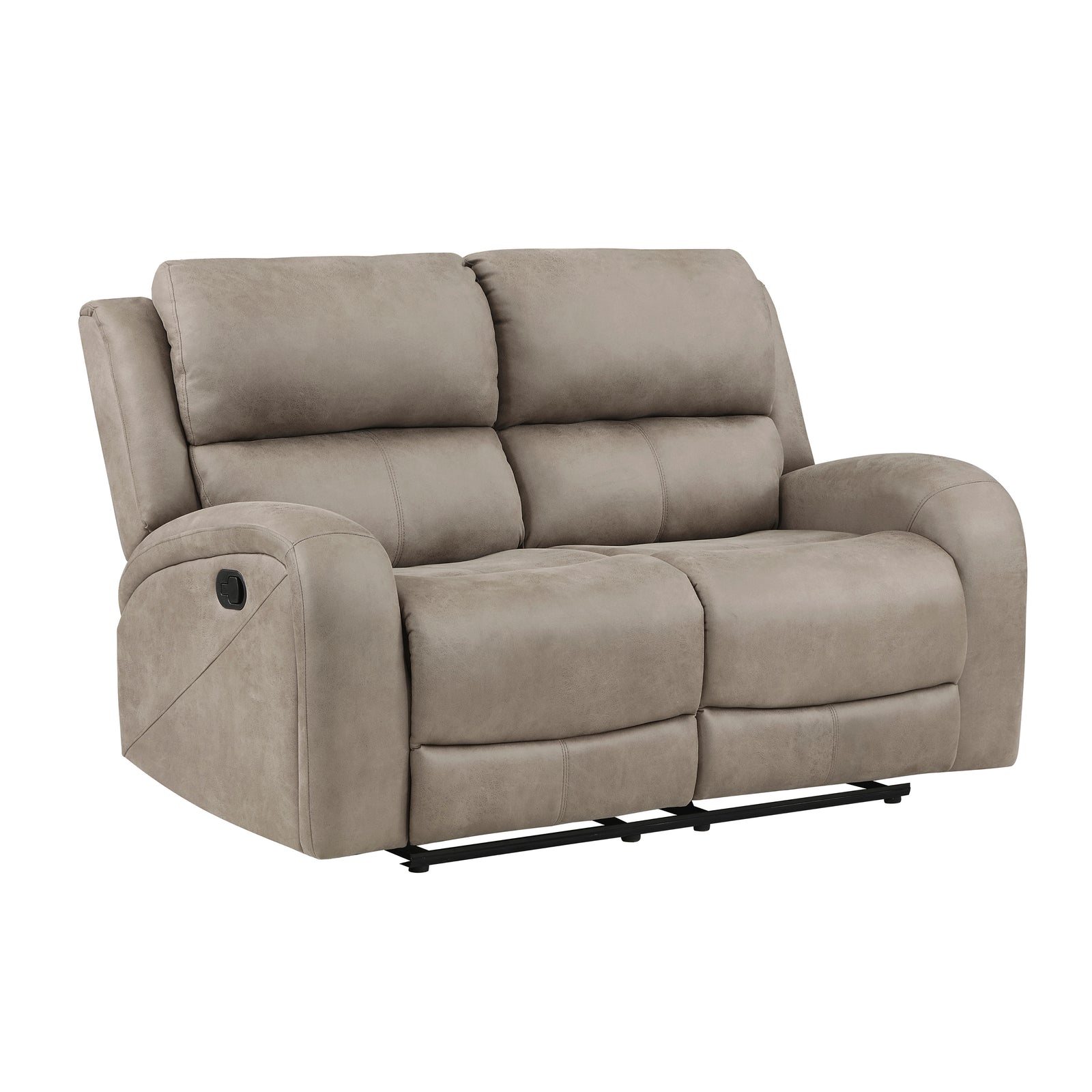 Mabel Polished Microfiber Manual Double Reclining Loveseat