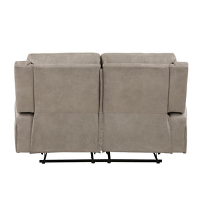 Mabel Polished Microfiber Manual Double Reclining Loveseat