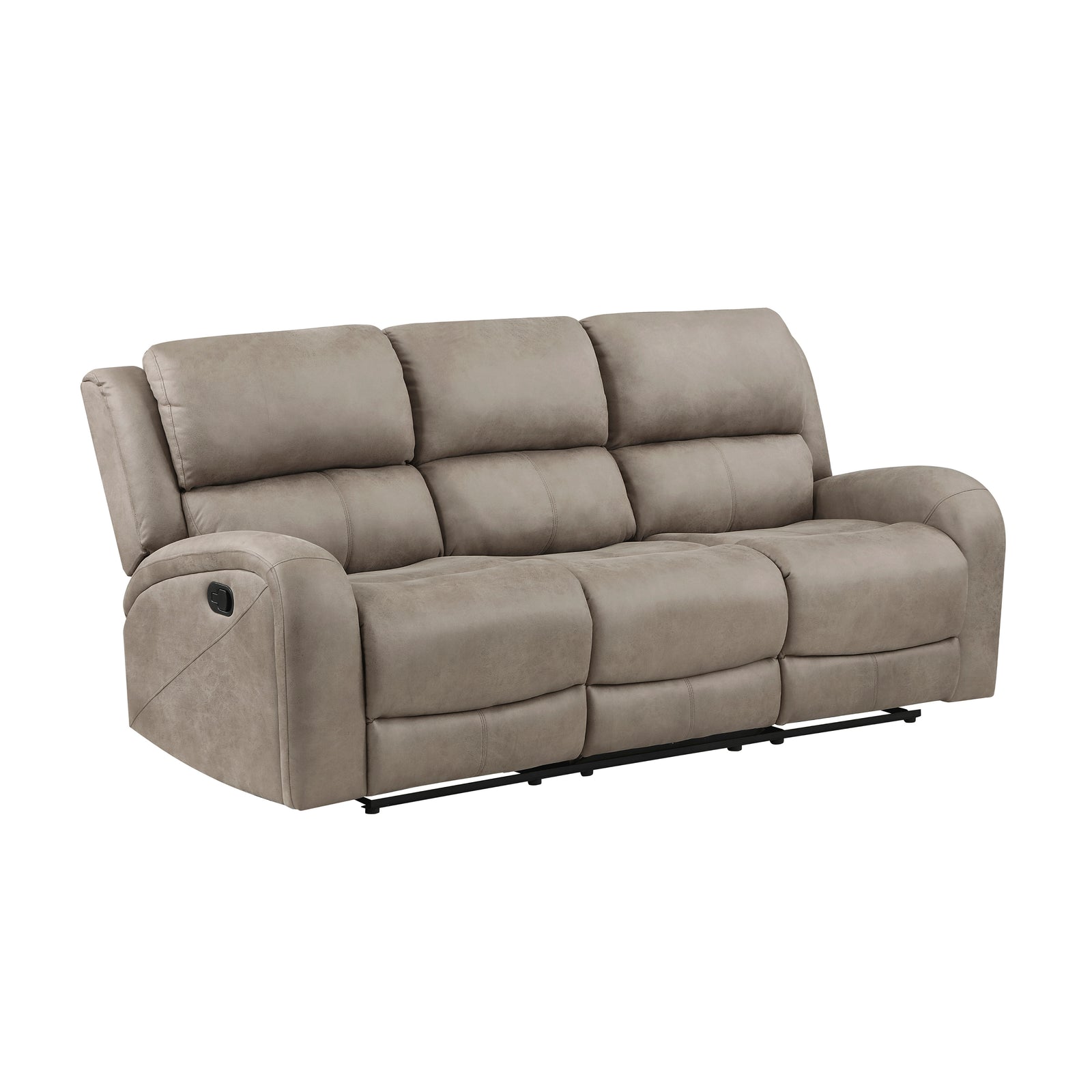 Mabel Polished Microfiber Manual Double Reclining Sofa