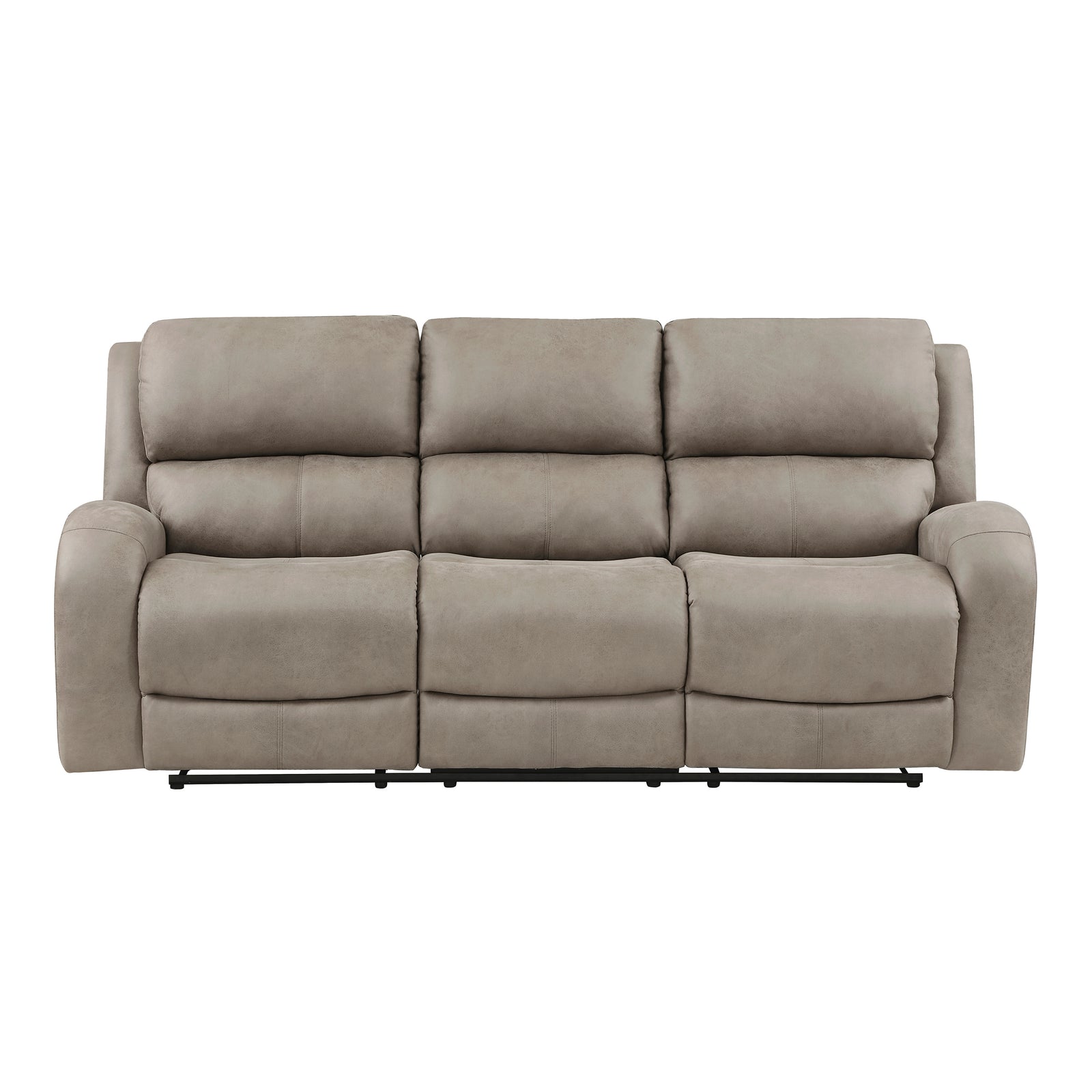 Mabel Polished Microfiber Manual Double Reclining Sofa