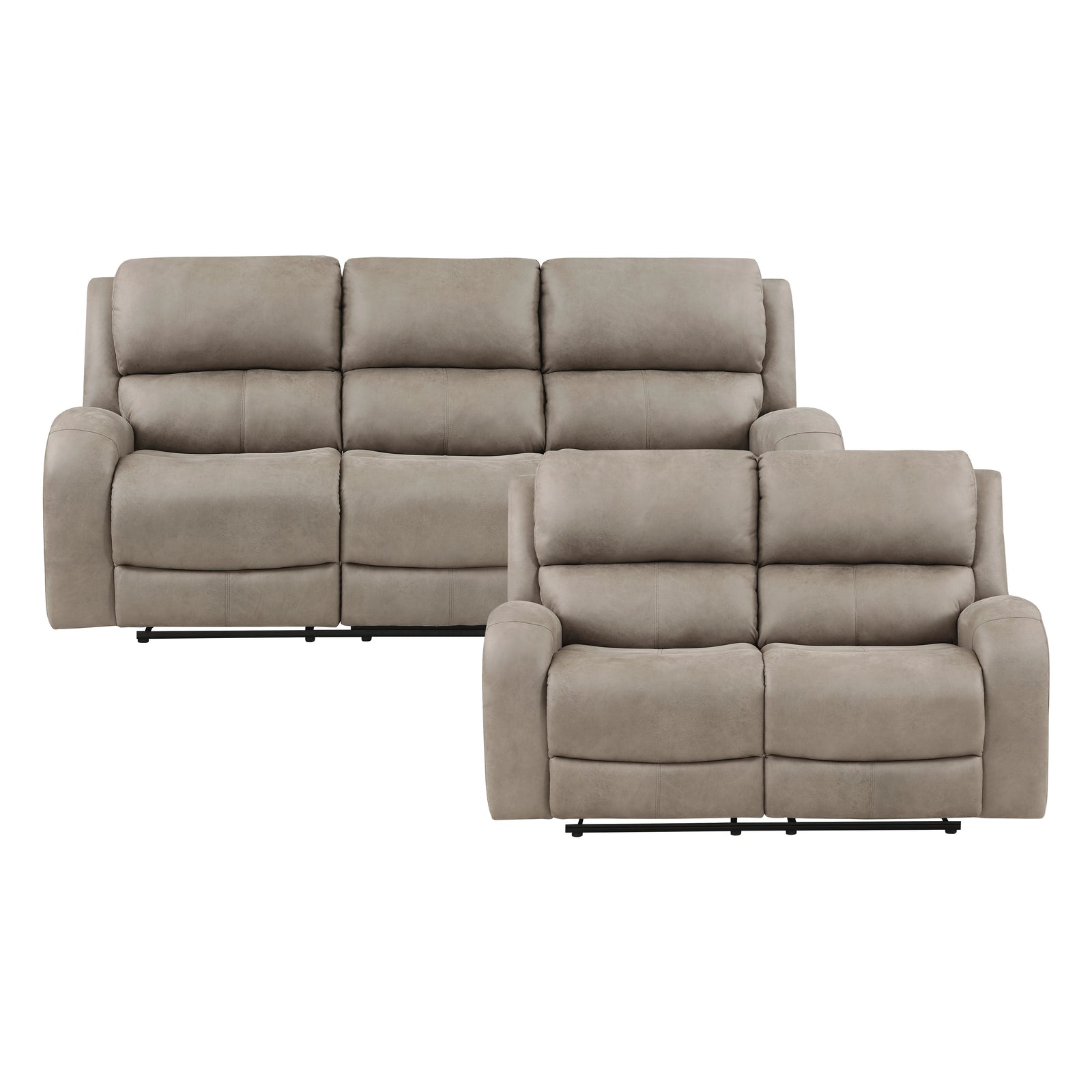Mabel 2-Piece Polished Microfiber Manual Reclining Sofa Set
